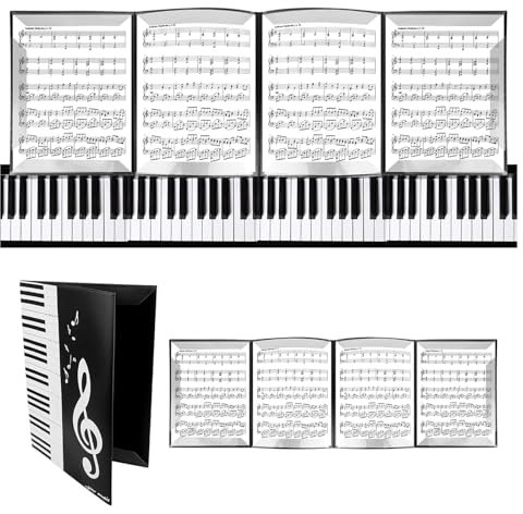 NCCHDZSW Notenmappe A4, 6 Seiten, wasserdicht, schwarz, faltbar, für Klavier, Gitarre, Violine