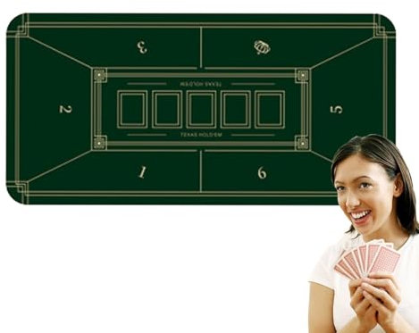 Acunny Folding Poker Table Top, Poker Rubber Mat - Poker Table Top Layout - Water Resistant Non-Slip Foldable Poker Top with Carry Bag for Poker Parties