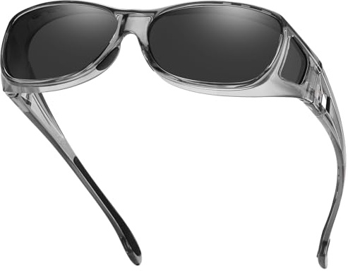 DUCO Herren und Damen Fit Over Sonnenbrille Polarisiert Unisex Brille UV400 Schutz Wrap Around Blendschutz Überbrille für Brillenträger Kleine Größe | Polarisiert Unisex Brille, UV400 Schutz, Blendschutz, Wrap Around Brille, Für Fahren Berg Klettern, Mittel & Kleine Größe