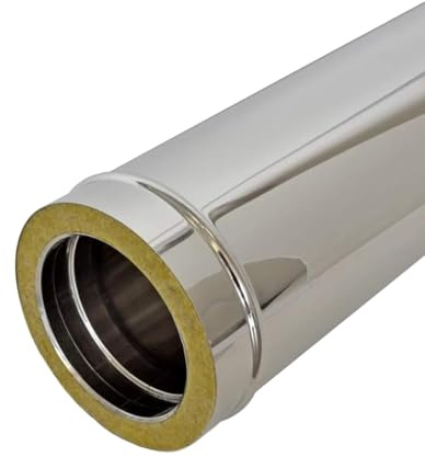 ALLINOX Tubo Coibentato L1000 mm Doppia Parete Acciaio INOX Modulo Per Canne Fumarie Con Isolamento Termico (DN 300/350)