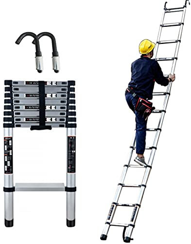 DLNTXFDG Scala telescopica Scala telescopica Portatile Leggera con Ganci, Scala telescopica Estensibile Alta 10 Piedi/5 m/6 m, Scala a gradini giornaliera Industriale/Domestica (Dimensioni: