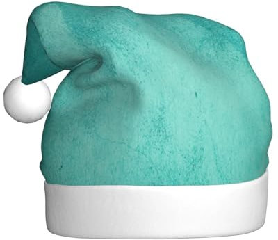 peiyeety Weihnachtsmütze mit türkis-blauem Aufdruck, Weihnachtsmannmütze, Weihnachtsmütze für Erwachsene, Dicke Weihnachtsmannmütze für Weihnachten und Neujahr