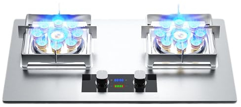 Cuisinière À Gaz Intégrée En Acier Inoxydable De 75 Cm, Cuisinière À Gaz À 2 Brûleurs 17742BTU, Minuterie De 99 Minutes (indépendante Des Deux Côtés), Dispositif De Protection Contre Les Extinctions A