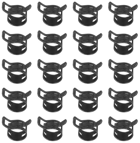 PATIKIL Spring Band Hose Clamps for 12.5-13.2mm OD Hose, 20 Pack Silicone Vacuum Constant Tension Band Clips for Fuel Line Silicone Air Hose Tube Water Pipe, Black
