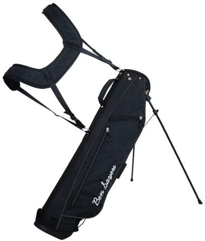 Ben Sayers LTE 15 cm penngolfstativ väska | lätt bärväska för golfklubbor med dubbel axelrem och korsryggspadning | (svart/grå)