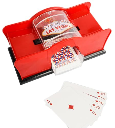 Générique Manueller Kartenmischer, manueller Mixer für klassische Bridge und Poker Karten, 2 Kartenhalter, einfaches Kurbelsystem für Blackjack Poker