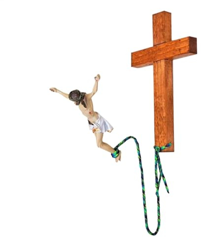 Jesús Cros | Decoración de pared Jesús saltando en resina | Crucifijo de Jesús elástico | Decoración religiosa de Jesús saltando elástico | Decoración mural de arte cristiano | Decoración mural |