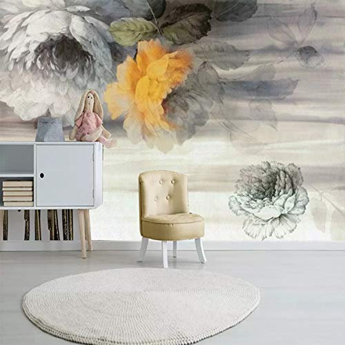 XLMING Fantasie Handgemalte Nostalgie Retro Kunst Pfingstrose 3D Tapeten Tapete Home Esszimmer Möbel Sofa Schlafzimmer Wohnzimmer TV Hintergrund-350cm×256cm