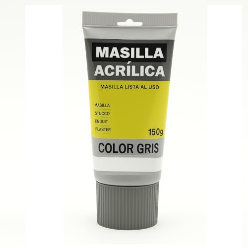 TECHZOCO Masilla Acrílica Gris, Ideal adherencia sobre soportes absorbentes, secos y limpios, Masilla lista al uso, Rellenadora de agujeros, Formato en tubo, Color Gris, Contiene 150 gramos