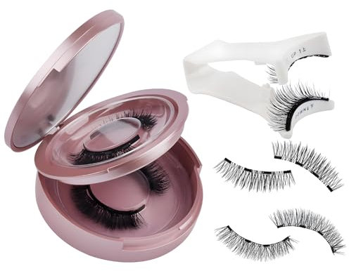 MOTIBACK Ciglia Magnetiche Senza Colla con Applicatore, Ciglia Finte Magnetiche Naturali Riutilizzabili, Facili da Applicare e Rimuovere, 2 Paia (24P+WG)
