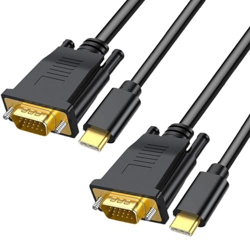 AKWOR 2 Pack USB C to VGA Cable 6FT, Thunderbolt 3/4 to VGA Cable