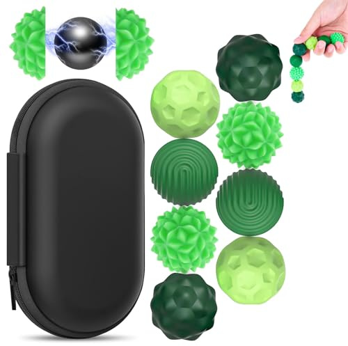 Muyohix 8 Stück Magnetische Fidget Toys, Magnetkugeln Kugeln Stressball mit Silikonhülle, Sensorik Spielzeug Stimming Toys, Anti-Stress Spielzeug Bälle, Sensory Toys für Stressabbau, Angst (Grün)