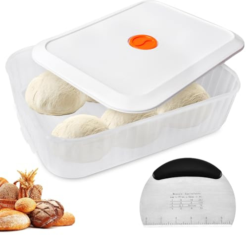 BAIFULAI Boîte de fermentation à pizza avec couvercle, 31 × 23 × 9 cm, boîte à pizza, enregistrement de la date, boîte à pâte, boîte à pâte à pizza, récipient alimentaire pour pâte à pizza, pâte à