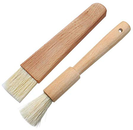 Dioche Pennello di Pasticceria 2 Pcs Spazzola per la Cottura per Cucinare Spazzole Barbecue con Manico in Legno Spazzole da da da (Colore assortito)