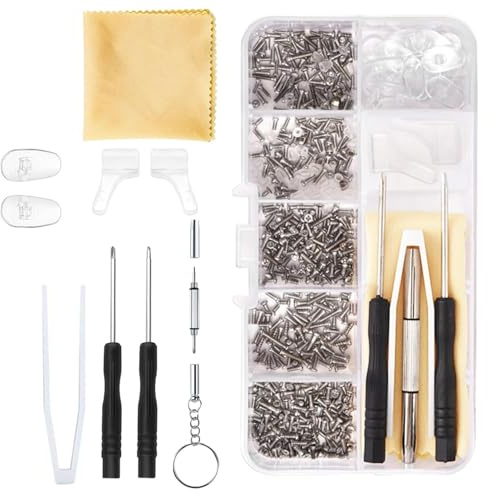 500-Piece Eyewear Repair Kit with Tweezer, and Precision Screwdriver for Glasses, Sunglasses, Watches, and Small Electronics Maintenance