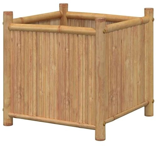 Eleganz Vaso per piante in bambù, 50 x 50 x 50 cm, naturale e durevole, per giardino e balcone, in bambù sostenibile