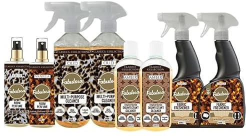 Fabulosa All-in-One General Household Cleaning Bundle, Cleaners and Fresheners, Antibacterial Sprays and concentrated Disinfectants, Long Lasting Room Perfume, 8 Pack, Classics Collection
