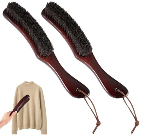 2 Stück Kleiderbürste Fusselbürste, Wollwalk Bürste (Dunkelbraun) | Wollkamm für Empfindliche Stoffe, Hutbürste zur Reinigung von Filzhut, Schuhen, Kleidung (Dunkelbraun)