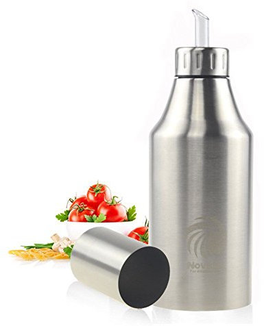 Öl Flasche Edelstahl Öl & Essig Spender Ölbehälter Auslaufsicher Ölflasche, Liquid Zutatenspender Flasche Staubdicht Silber Novata (1000ML)