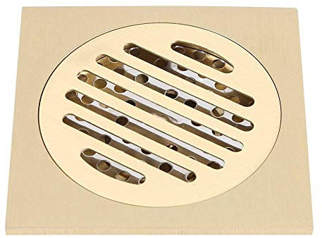 Griglia di scarico per pavimento in ottone quadrata per doccia e pavimento con inserto per piastrelle da bagno con coperchio rimovibile anti-intasamento per cucina, bagno, garage e cantina