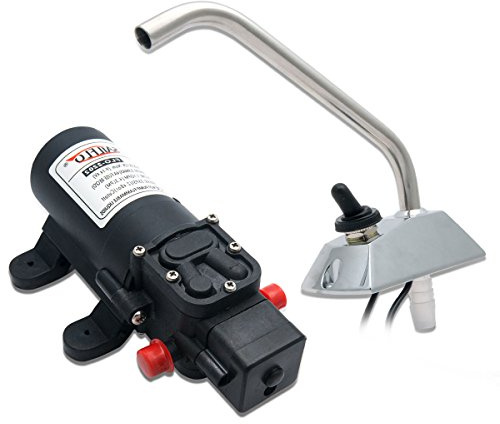 RV Water Pump, Maso 12V High Pressure Micro Self-Priming Diaphragm Galley Electric Pump & 360° Spin FAUCET/TAP for Boat/Caravan Motorhome