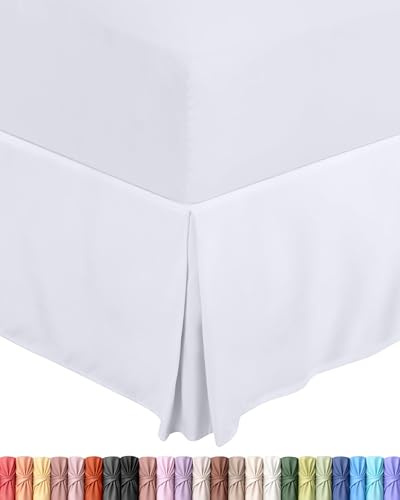 Utopia Bedding Valance Sheet - DOUBLE - White | OEKO-TEX Certified, Soft Brushed Polyester Microfiber, Fits Under the Mattress, Pleated Base Bed Skirt with a Drop of 40 cm