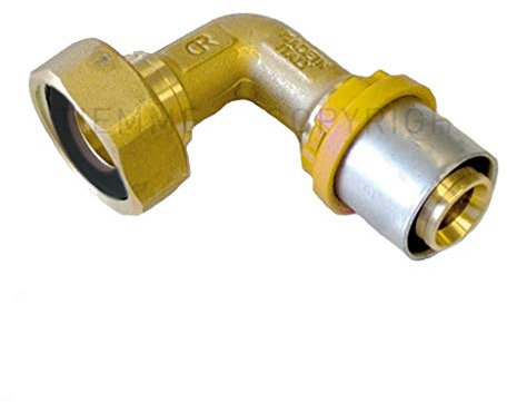 Raccordo A Pressare Curvo 20 X 3/4 Con Girello Per Multistrato Per Gas Tiemme