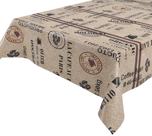 BEAUTEX Wachstuchtischdecke Kaffee eckig 140x240 abwaschbar Wachstuch Küche | wasserundurchlässig, strapazierfähig, pflegeleicht, zuschneidbar, langlebige Qualität, für Esszimmer, Balkon und Garten