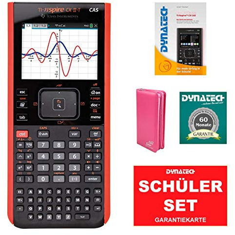 TI-Nspire CX II-T CAS Grafikrechner + Pinke Schutztasche + Garantieverlängerung + Im Fokus: Das Buch zum Rechner