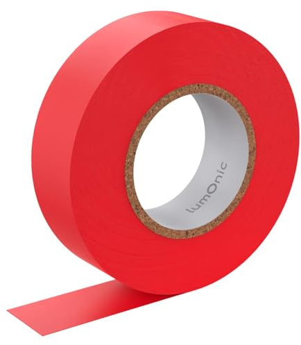 Lumonic 5 Rollen PVC Isolierband 19mm x 20m Klebeband rot Isoband I Geeignet für Elektriker und Bastler I Isolierklebeband in verschiedenen Längen und Farben