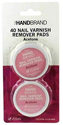 THE HAND BRAND Nail Varnish Remover Pads With Acetone 2X20 Pads