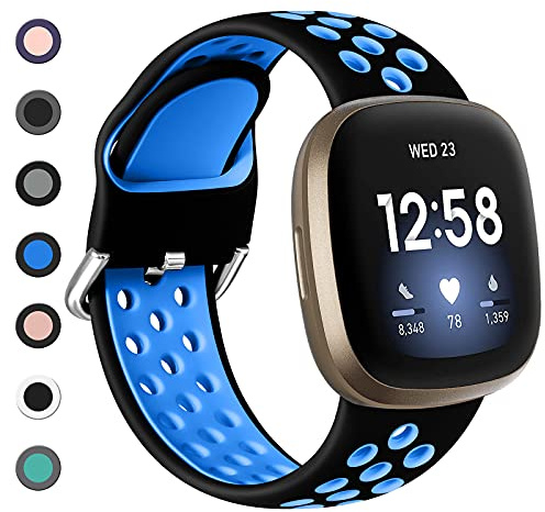 Dirrelo Ersatzarmband kompatibel mit Fitbit Versa 3/Fitbit Sense/Fitbit Versa 4/Fitbit Sense 2, atmungsaktives weiches Silikon Ersatzarmband für Versa 3/Versa 4/Sense 2, Größe S und L