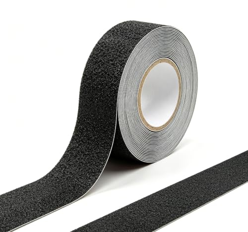 Halkskyddstejp, hög dragkraft starkt grepp slipmedel, halkfri remsa säkerhetsspår tejp för trappsteg ramper inomhus eller utomhus, svart (25 mm bredd x 5 m lång)