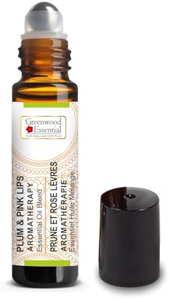 Greenwood Essential Olio per labbra rosa e prugna - Mix di oli essenziali di gelsomino, camomilla, geranio rosa, lavanda francese e limone 10 ml (0,33 once)