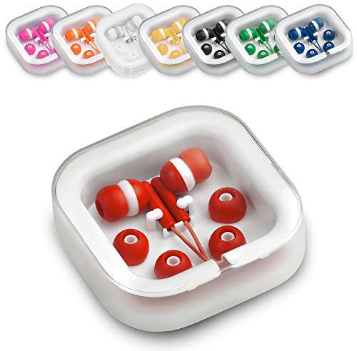 ANTEVIA - Écouteurs filaires Intra auriculaire avec boîte de Rangement et 3 Jeux d'oreillettes |Plus DE 10 MODELES |Anti-Bruit | Couleur: Rouge (Cort Rouge)