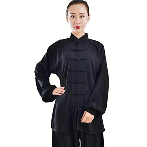 Kung Fu Vêtements Tai Chi Uniformes Kung FU Costume Arts Martiaux Costume Tenue Wing Chun pour Homme Et Femme,Black-M