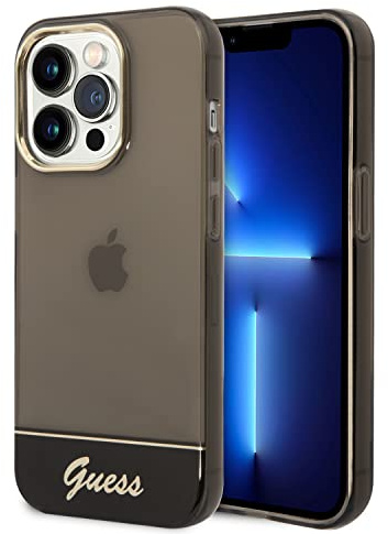 CG Mobile Guess Coque de téléphone pour iPhone 14 Pro Max en Noir translucide Double Couche, Anti-Rayures