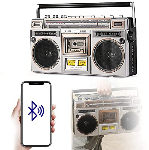 Hoiaost 宏魔 Retro Cassette Boombox, Portable tape recorder, AM/FM Radio Bluetooth Player Recorder, Convert Cassettes to USB/SD, Classic 80s Style Retro, For Elderly/Children,45 * 13 * 28CM