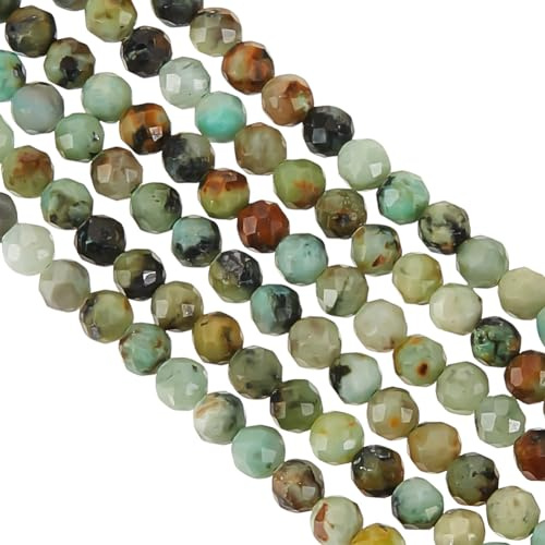 OLYCRAFT Ca. 360~376 Stück 2mm Natürliche Afrikanische Türkis Perlen 0.3mm Loch Facettierte Runde Perlen Afrikanische Türkis Lose Edelsteinperlen Für Halsketten Ohrringe Schmuckherstellung