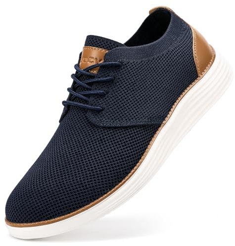 VILOCY Men's Fashion Dress Sneakers Casual Walking Shoes Business Oxfords Comfortable Breathable Lightweight Tennis Zapatos para Hombre Navy,US10 EU43
