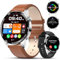 LIGE Smartwatch Herren mit Telefonfunktion,1.43 Zoll AMOLED Voll Touchscreen Armbanduhr Herren mit 120+ Sportmodi IP68 Wasserdicht Aktivitätstracker,Herzfrequenz/SpO2/Überwachung 400mah Braun Leder