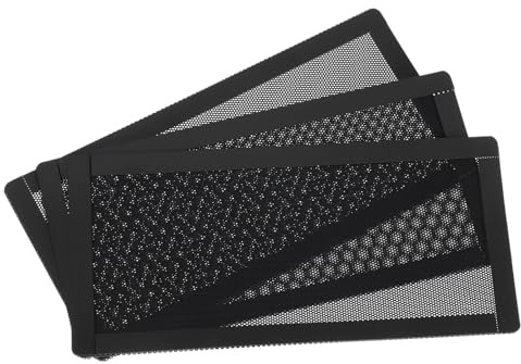 sourcing map 3PCS PC Dust Filter, 200x100mm Magnetic Frame PVC Computer Case Cooler Dustproof Mesh Cover Fan Grills for Computer Chassis Speakers, Black