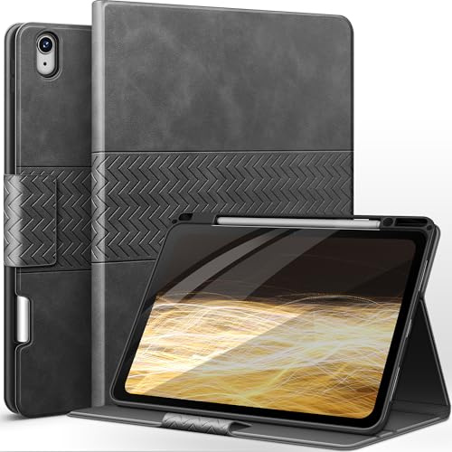 AUAUA Custodia per iPad Air 13 Pollici M2 (2024), con Portapenne integrato, Supporto per Pencil Pro/Pencil (USB-C), PU Pelle, Auto Svegliati/Sonno (Grigio)