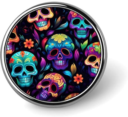 Runde Anstecknadel mit Totenkopf-Motiv, Schwarz, bunte Totenköpfe, Krawattennadel, süße Brosche, Anstecknadel für Männer und Frauen, Hüte, Kleidungszubehör