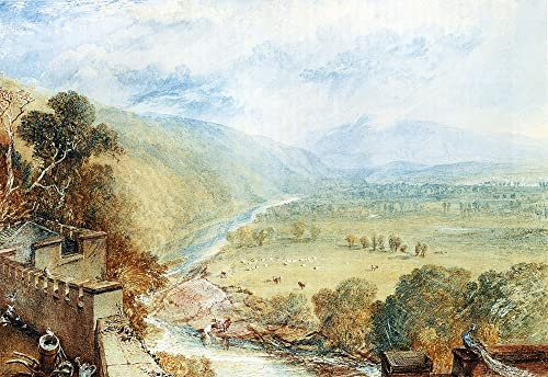 ARToPHIIU Berühmte Gemälde Wandkunst Malen Ölgemälde Wandbilder Ingleborough von der terrasse von horn by castle von mallord william turner Leinwand Ölgemälde für Office Home Decor 60x90cm