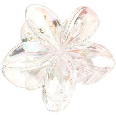 Blumen Haarklammer für Damen,Hawaiian Hair Claw Clip,Kunststoff Klauen Haarspangen Rutschfeste,Starker Halt,Krallenklammern Haarstyling-Zubehör für Strand Party Pool Urlaub,A,Transparent A