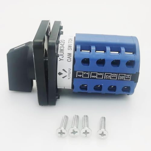 YJYUIU, Universal-Nockenschalter, Drehschalter, YJUW3420 Wechselschalter 660V, 20A, 3 Positionen (EIN-AUS-EIN), 4 Phasen, 16 Klemmen