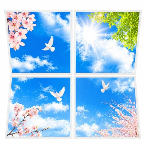 Brightex,4 Set Led Sky Panel 600X600MM 48W 4320 Lumen Cool White Flat Energy-Efficient Lighting Making Them Perfect for Home Offices, Shops, Gyms, or Commercial Spaces.
