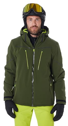 killtec Hombre Chaqueta de esquí/chaqueta funcional con capucha con cremallera, protección contra la nieve y ventilación en las axilas KSW 50 MN SKI JCKT, waldgrün, L, 43441-000