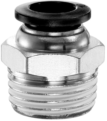 QUARKZMAN Connettore Rapido Dritto Maschio a Filettatura 10mm Tube OD x 1/2 NPT Filettatura Maschio Raccordo Rapido Raccordi Aria Compressa per lista Aria Industriale PC10-N04, Nero